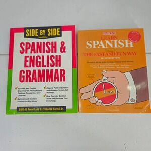 Lot Spanish & English Grammar Side‎ by Side & Learn Spanish Fast and Fun Way Set